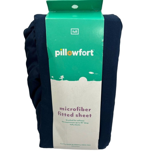 New Pillowfort Microfiber Fitted Sheet, Full size Navy Blue New - Picture 1 of 6
